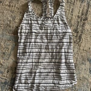 Lululemon Athletica Black and White Striped Tank Top